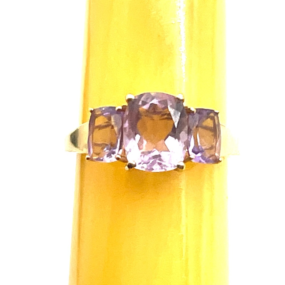Vermeil Amethyst 3-Stone Ring Sz. 11